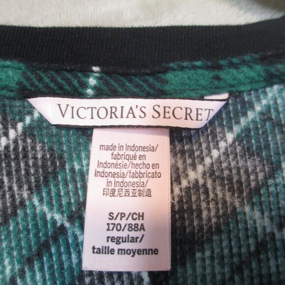 Victoria’s Secret Thermal Long One Piece Green Plaid Pajamas Size Small - Picture 7 of 10